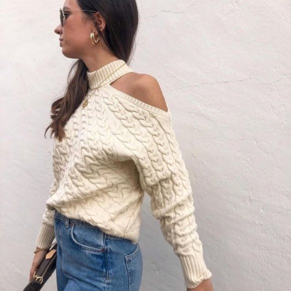 ZARA CABLE KNIT SWEATER WITH CUT-OUT DETAIL - Picture 4 of 5